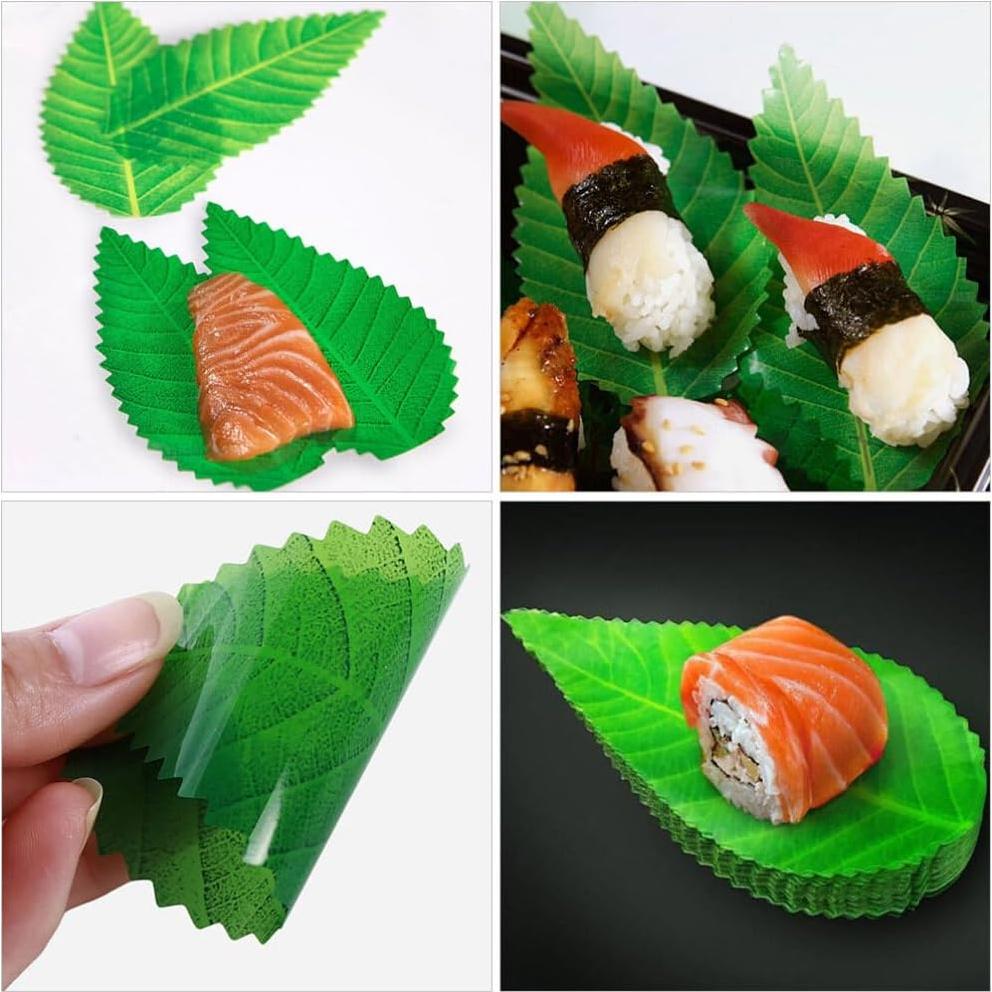 Hojas Decorativas para Sushi Kichvoe - 200 Piezas Verde