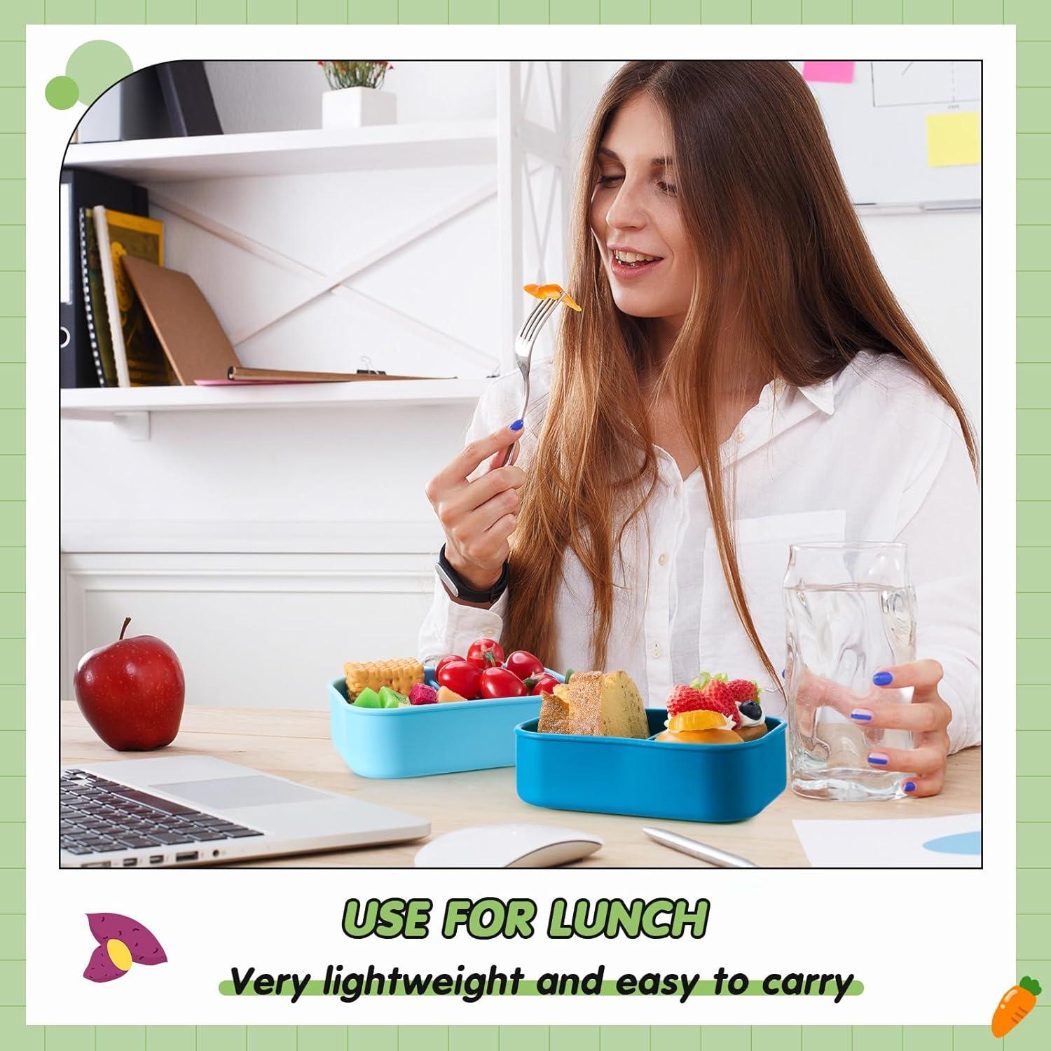 Cajas Bento de Silicona Reutilizables Layhit - 4 Pcs, 3 Compartimentos