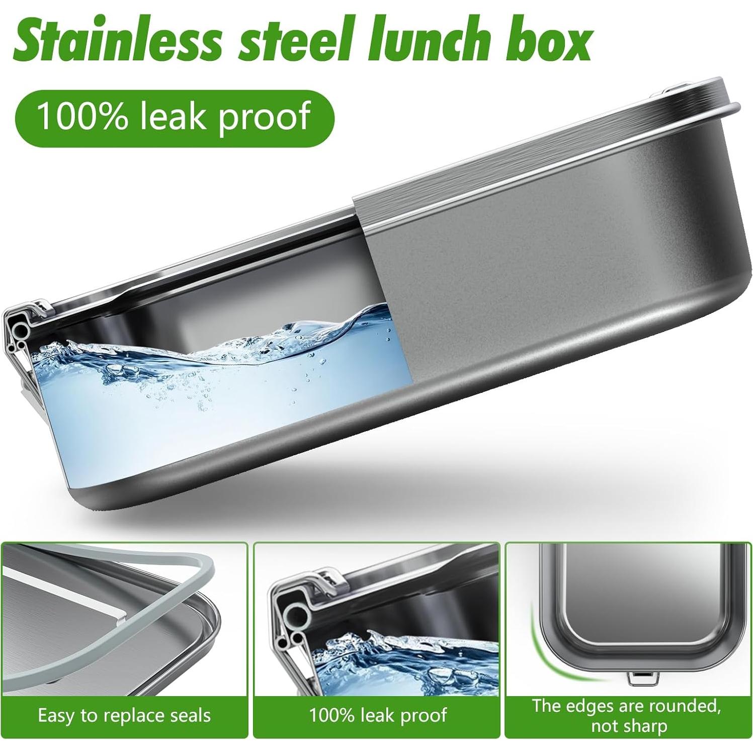 Caja de Almuerzo VITCOCO Acero Inoxidable 1200ml a Prueba de Fugas