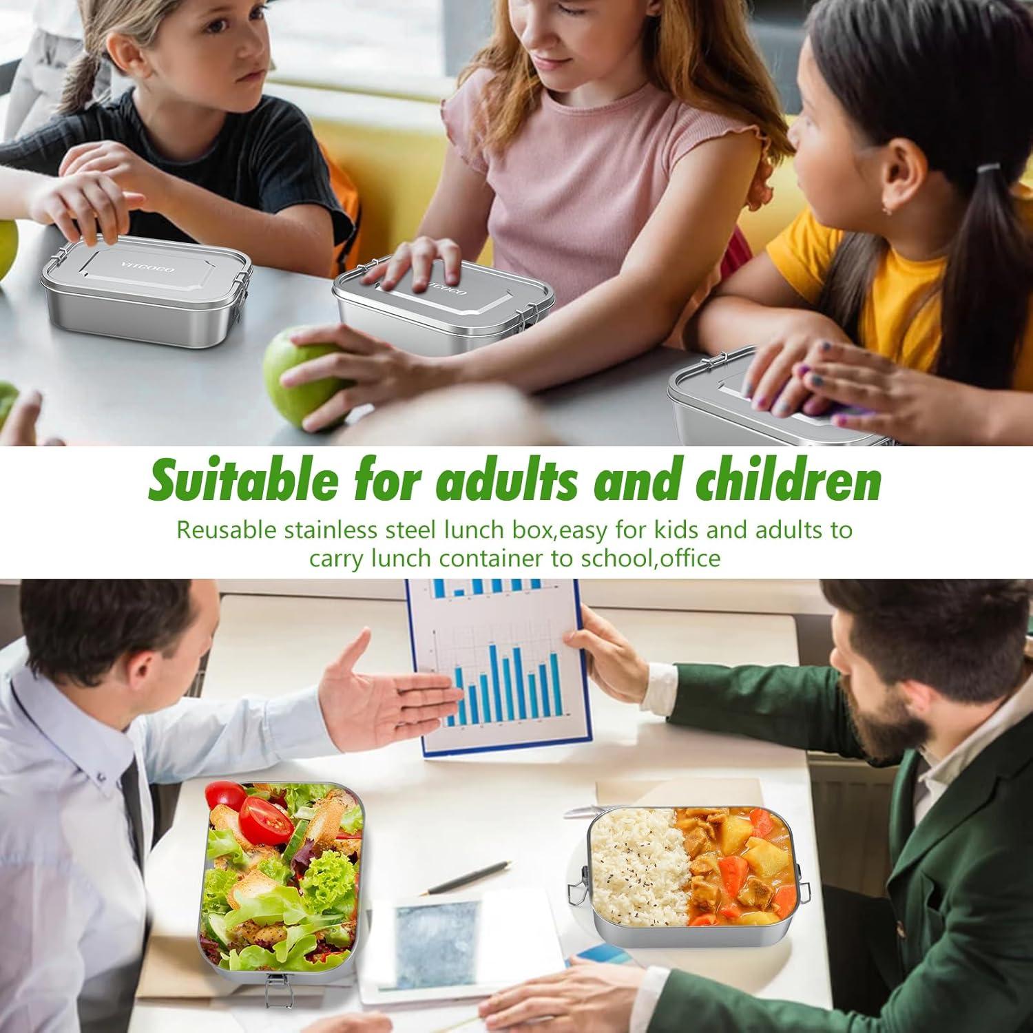 Caja de Almuerzo VITCOCO Acero Inoxidable 1200ml a Prueba de Fugas