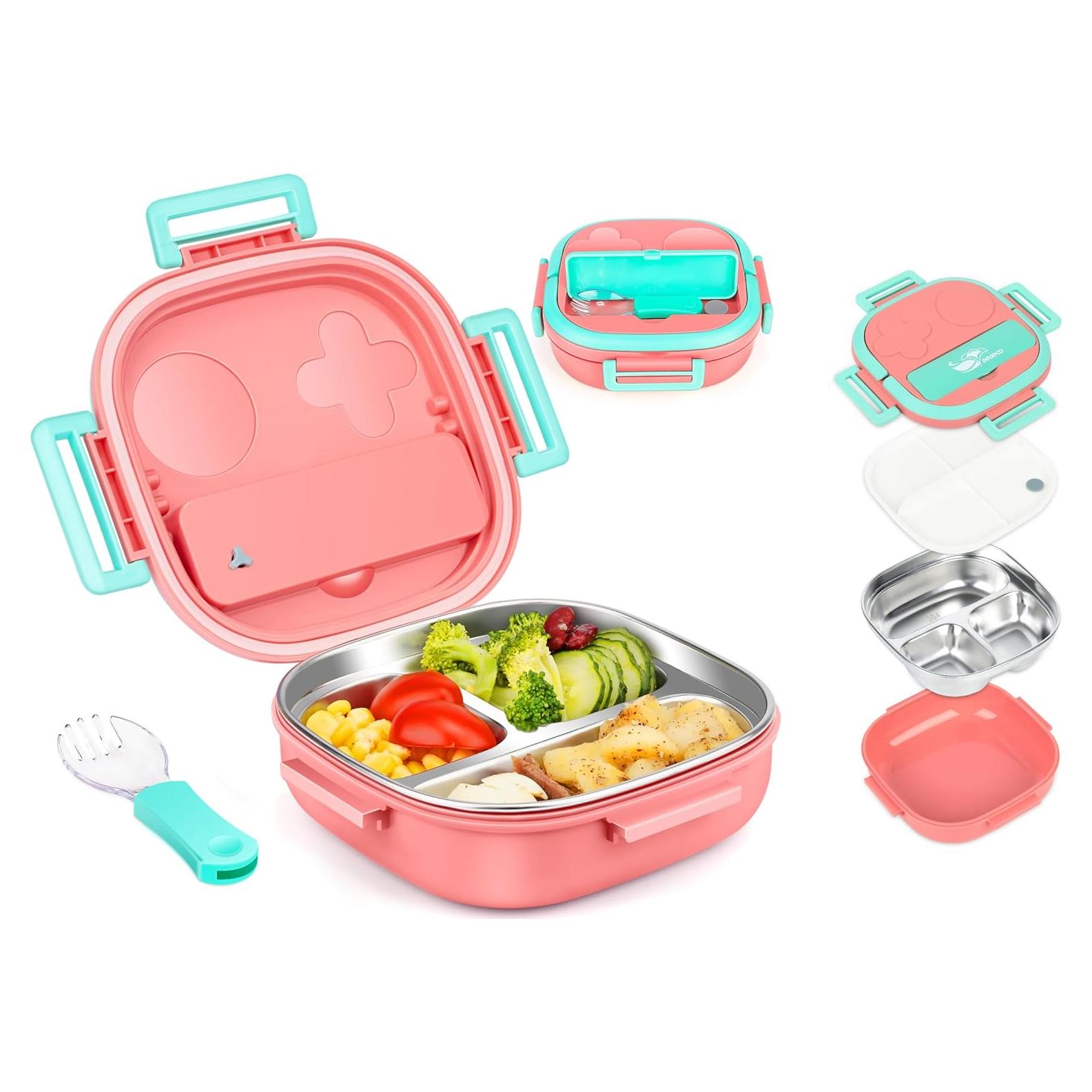 Caja Bento Mini Pequeña PEDECO Rosa 3 Compartimentos 650ml