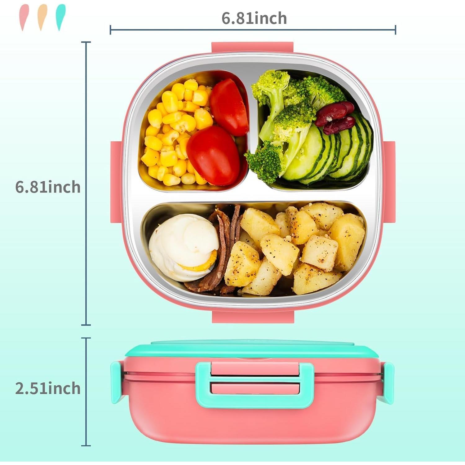 Caja Bento Mini Pequeña PEDECO Rosa 3 Compartimentos 650ml