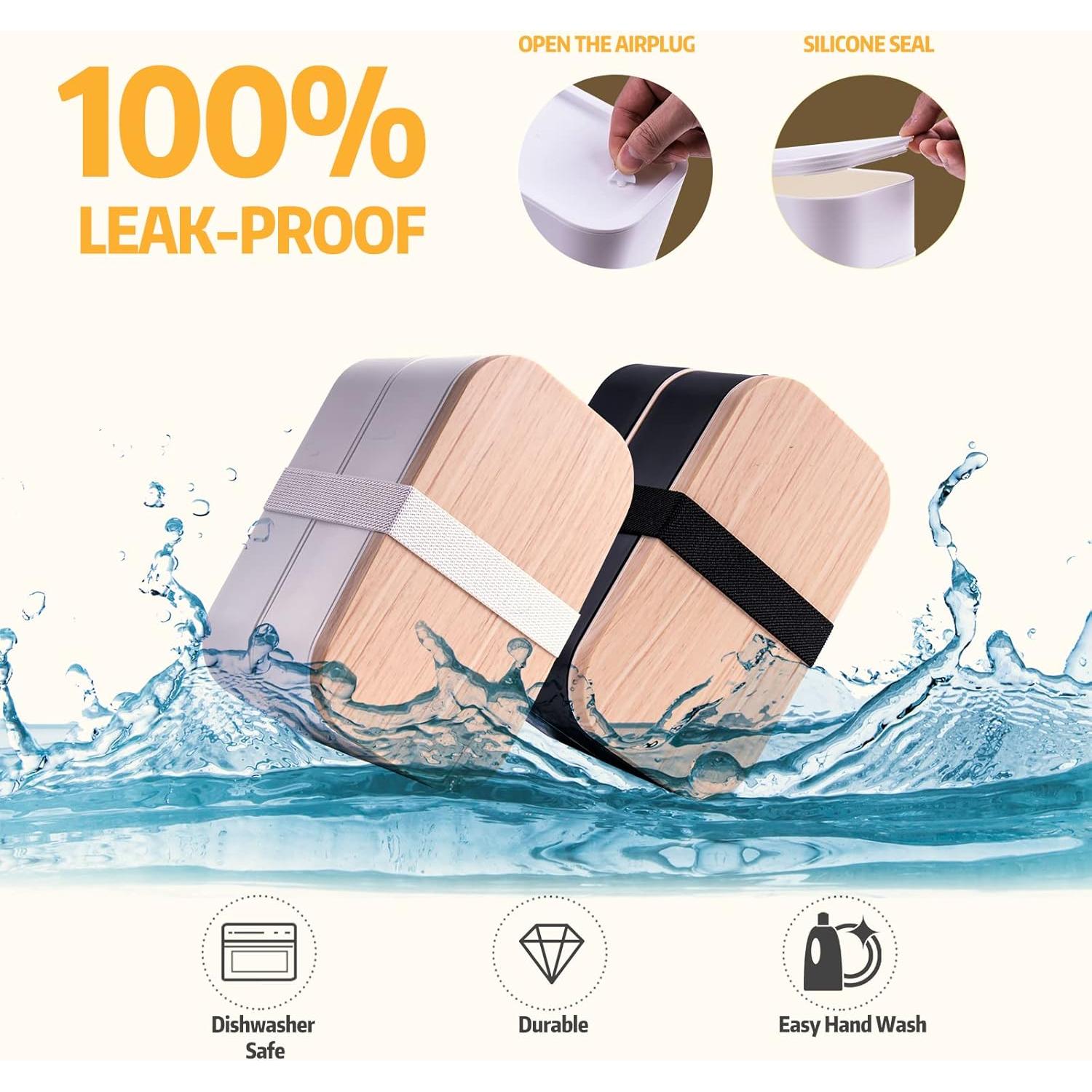 Caja Bento Healfyya 1800ml con Bolsa Almuerzo Negra