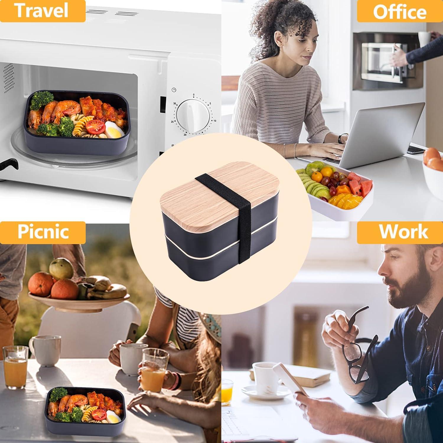 Caja Bento Healfyya 1800ml con Bolsa Almuerzo Negra