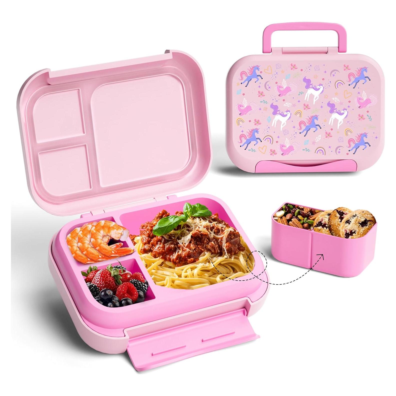 Caja de Almuerzo Bento Rosa 1200ml con 5 Compartimentos y Asa