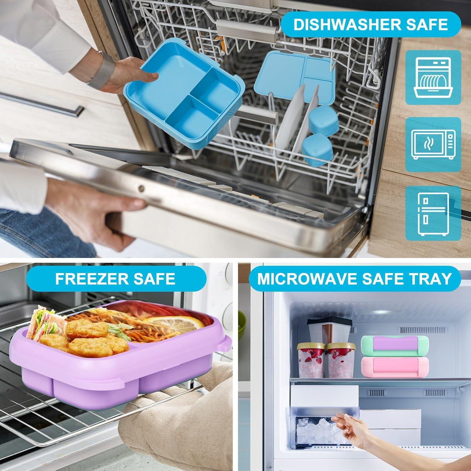 Caja de Almuerzo Bento Rosa 1200ml con 5 Compartimentos y Asa