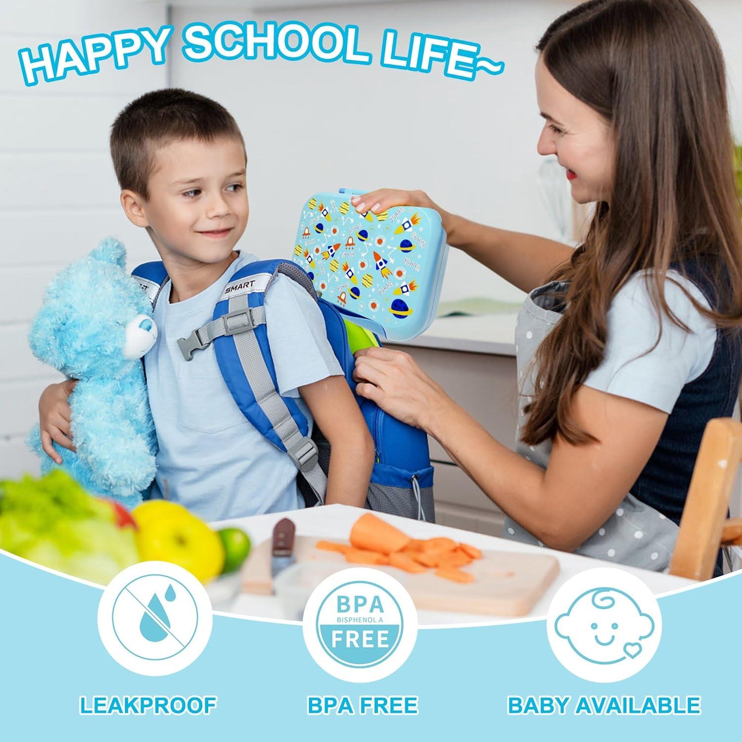 Caja de Almuerzo Bento Rosa 1200ml con 5 Compartimentos y Asa