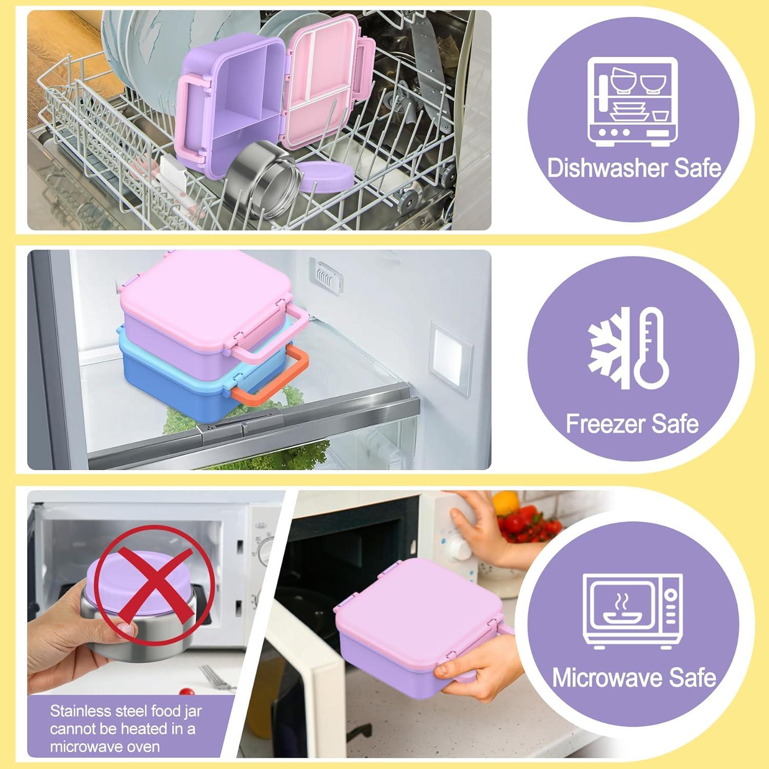 Caja de Almuerzo Bento JOOPETALK Rosa-Púrpura 3 Compartimentos