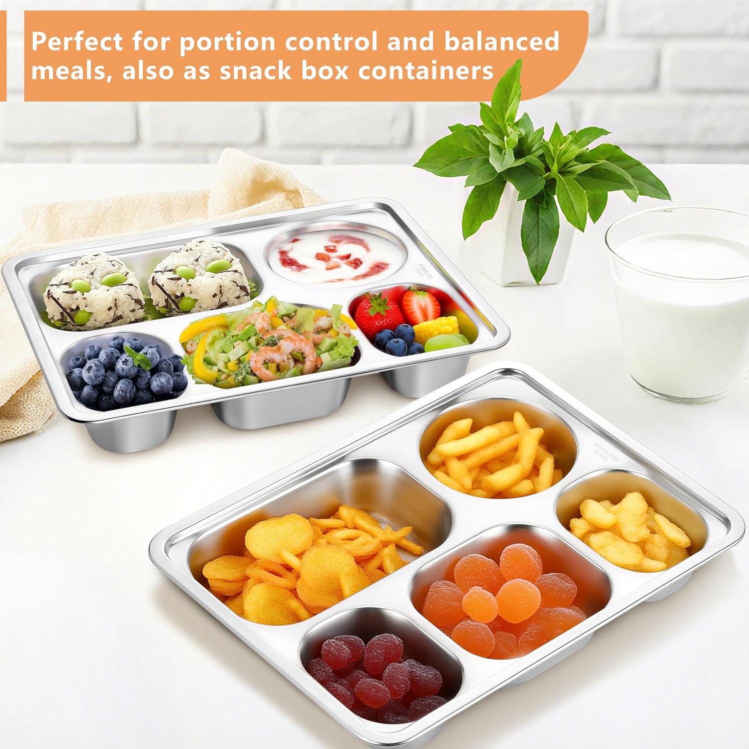 Platos Divididos de Acero Inoxidable HaWare 3PCS 5 Compartimentos