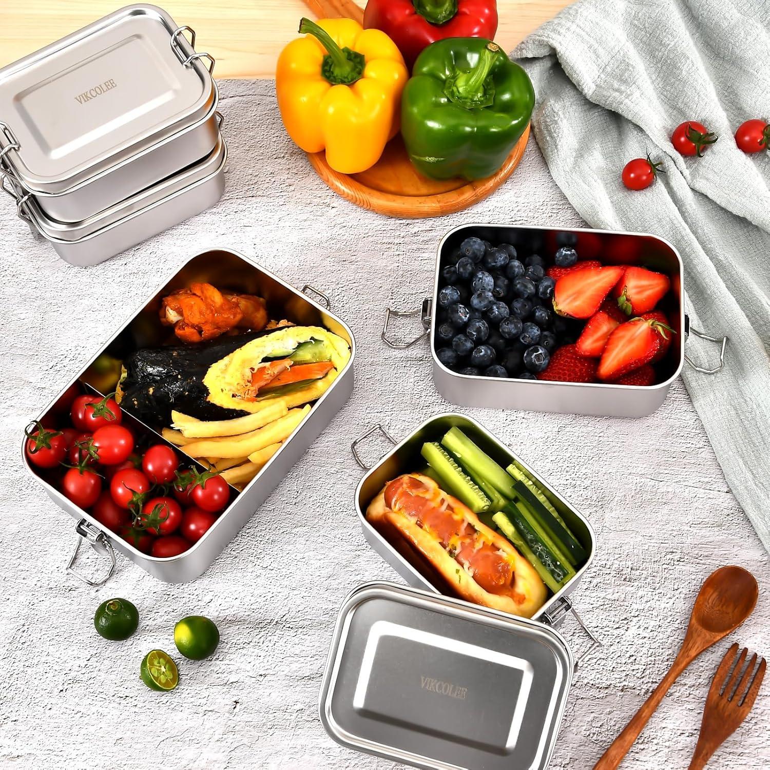 Caja Bento de Acero Inoxidable VIKCOLEE 4pcs 550ml