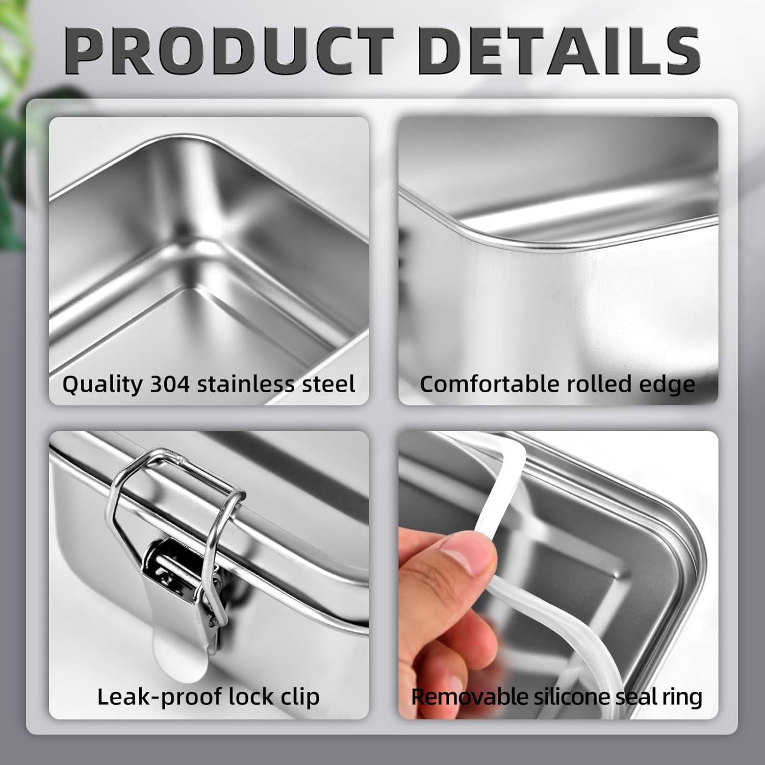 Caja Bento de Acero Inoxidable VIKCOLEE 4pcs 550ml