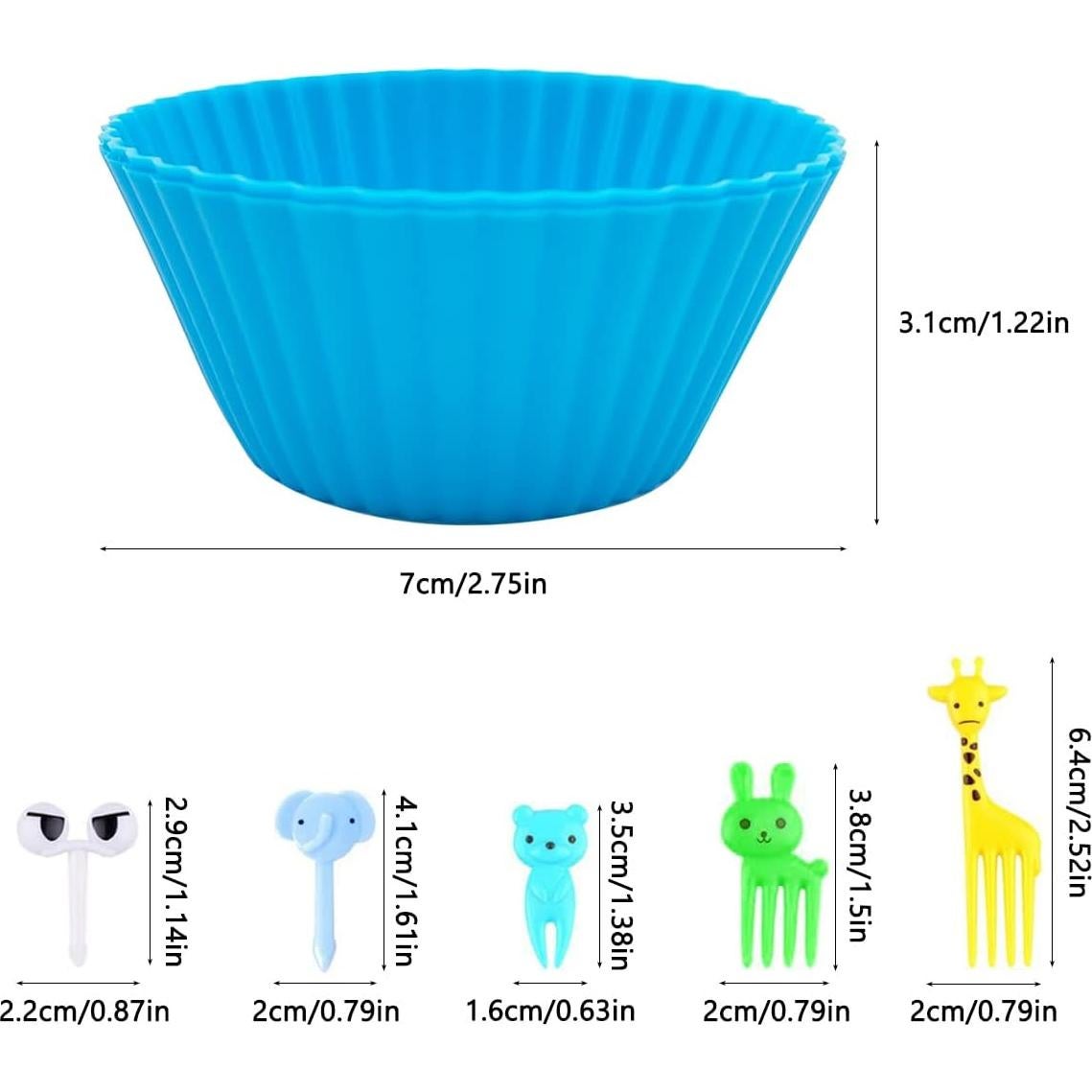 Kit de Accesorios para Bento Box DaKuan 52 Piezas - 12 Tazas Silicona y 40 Palillos