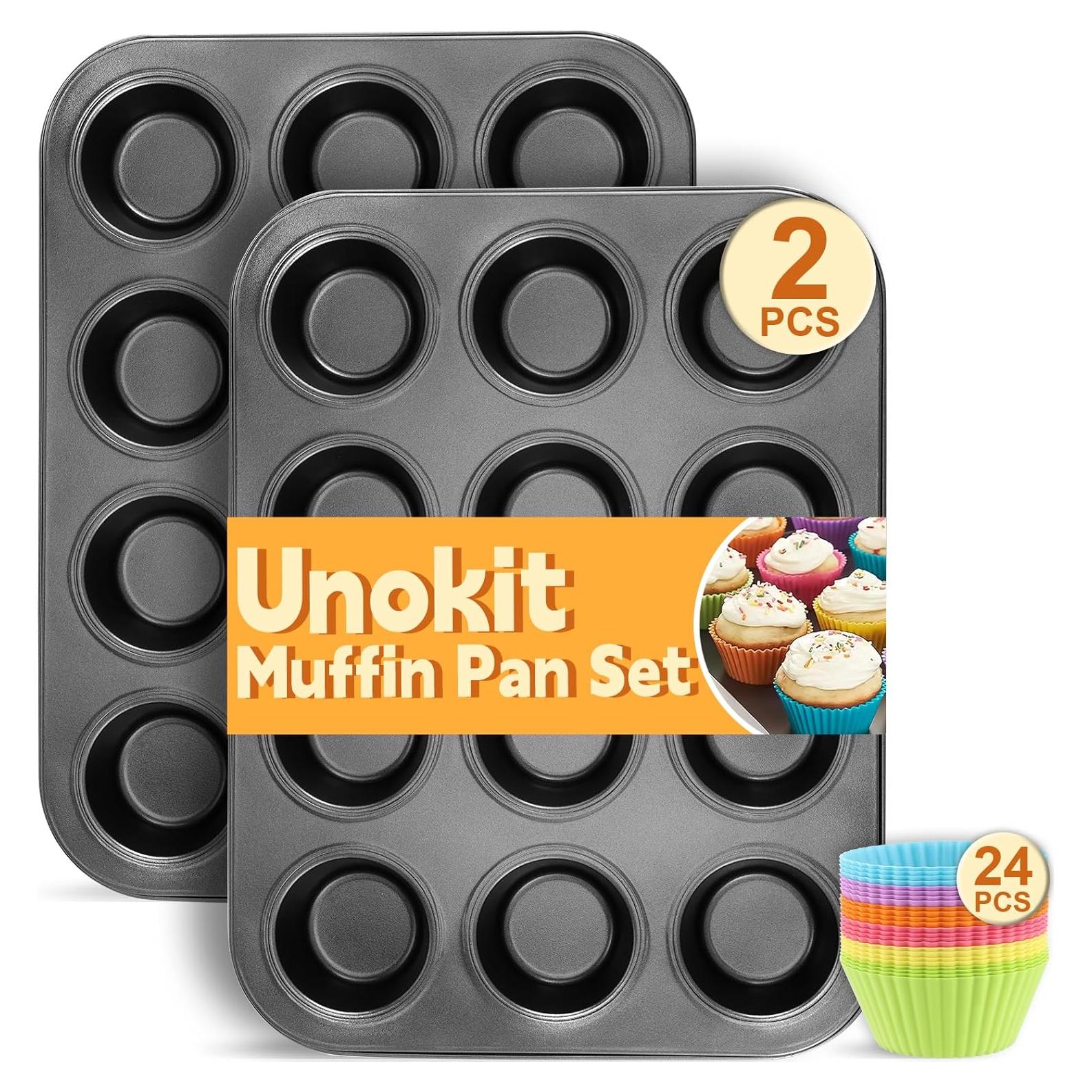 Molde para Muffin Unokit 12 Tazas Acero al Carbono Antiadherente