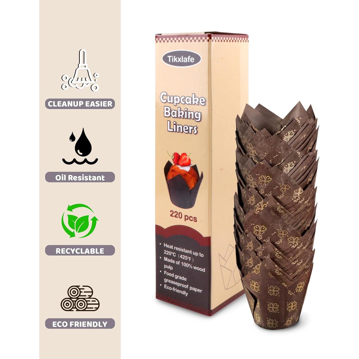 220 Forros de Cupcake Tulipanes Tikxlafe - Papel Pergamino