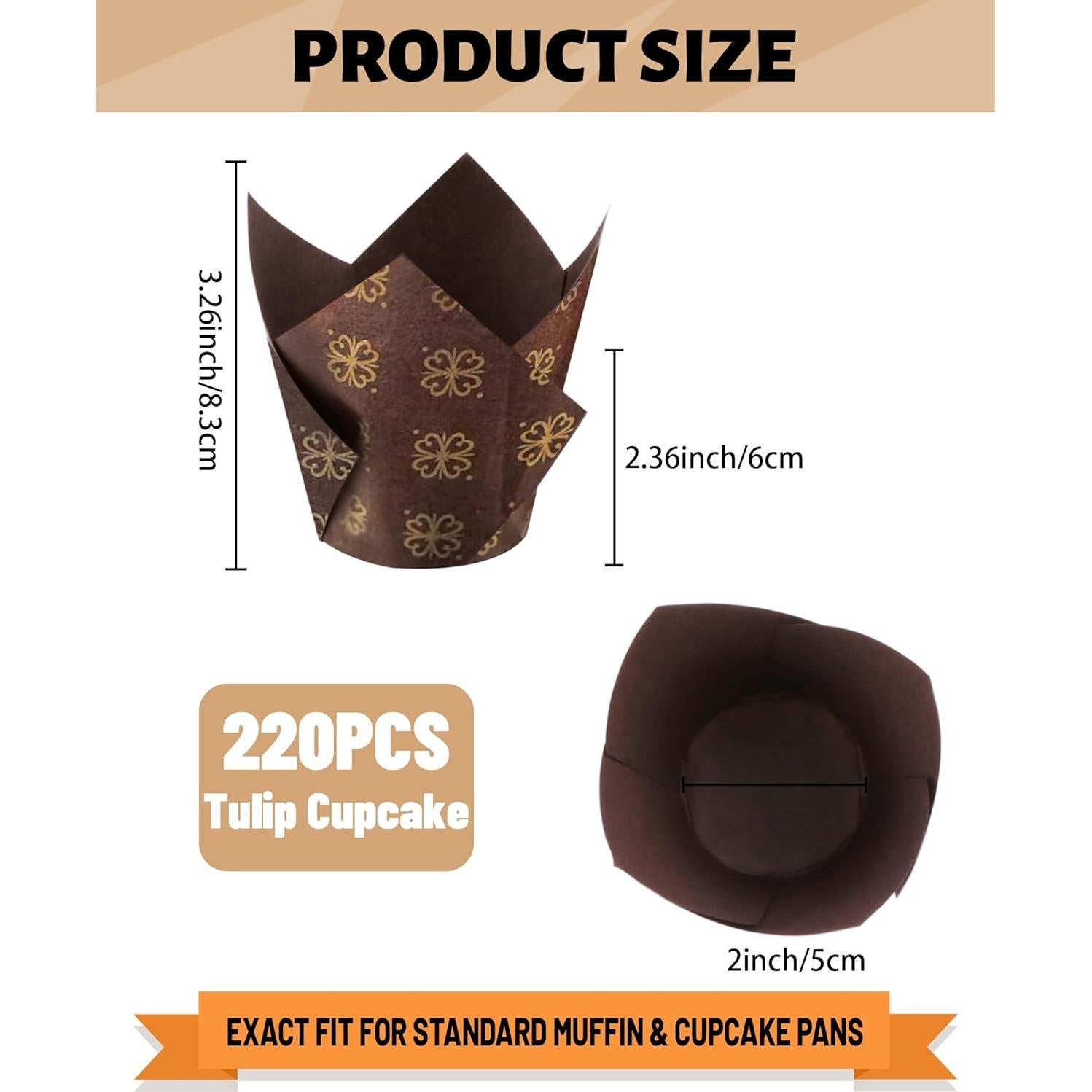 220 Forros de Cupcake Tulipanes Tikxlafe - Papel Pergamino