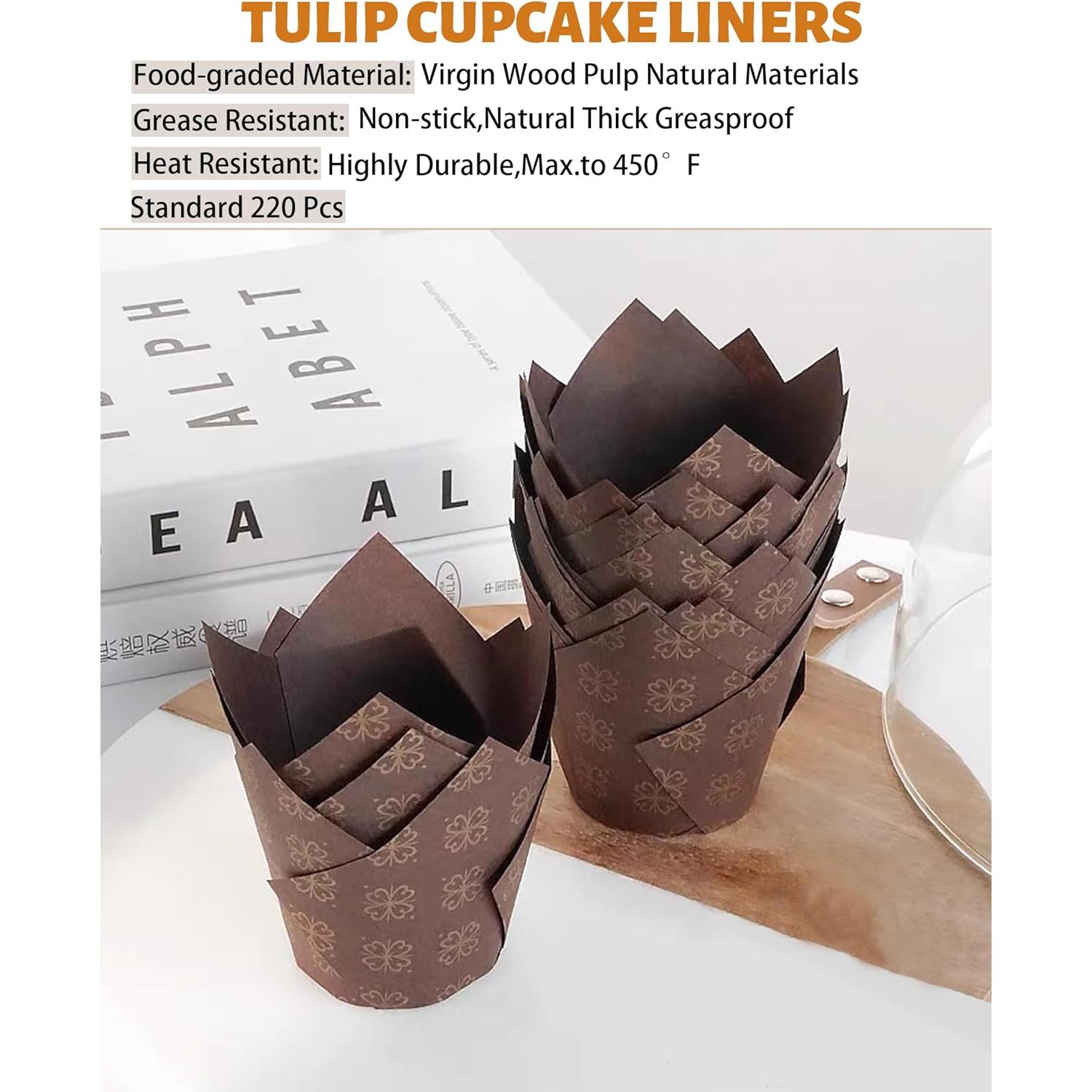 220 Forros de Cupcake Tulipanes Tikxlafe - Papel Pergamino