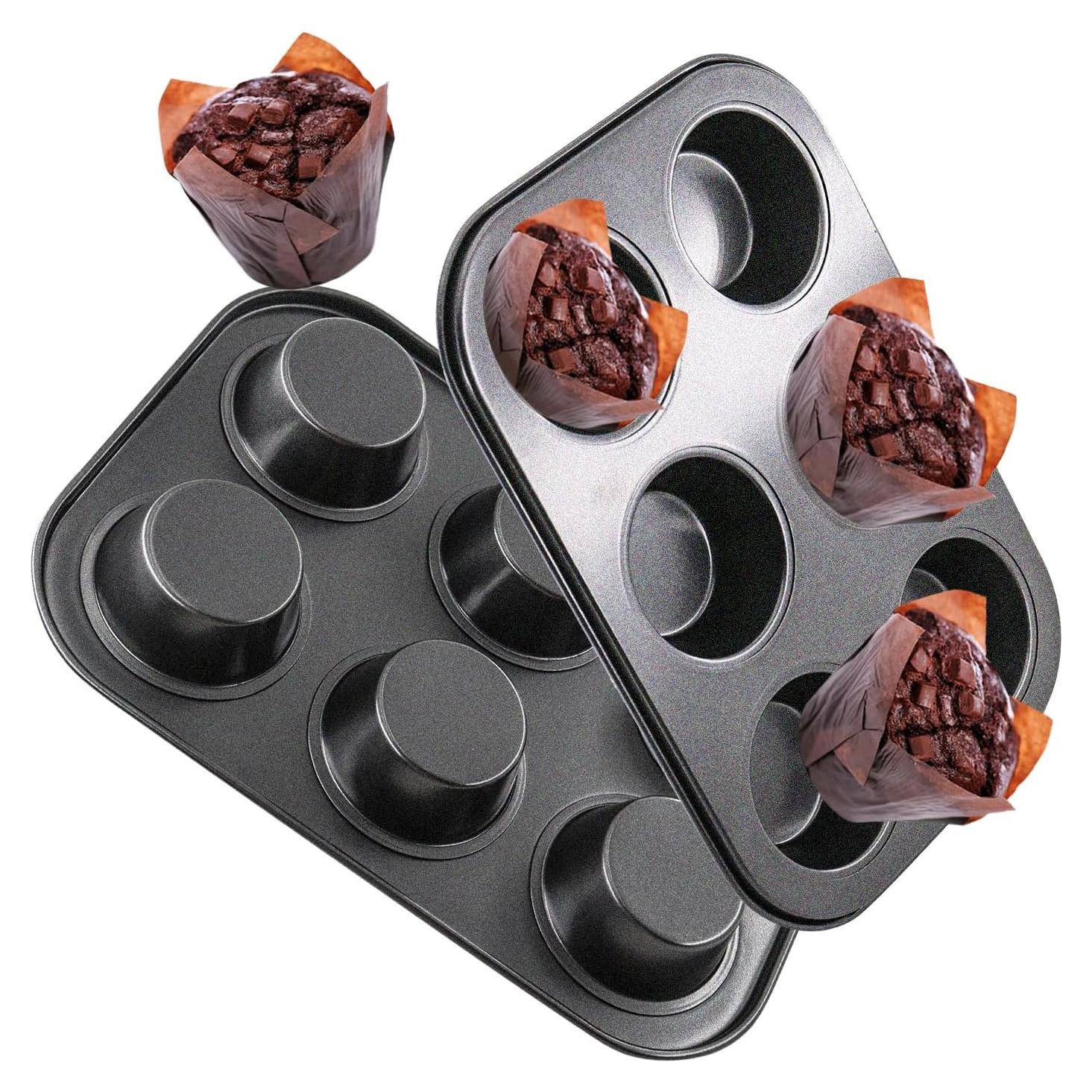 Molde Redondo para Muffins DRAONGYE 6 Tazas 2 Piezas Acero