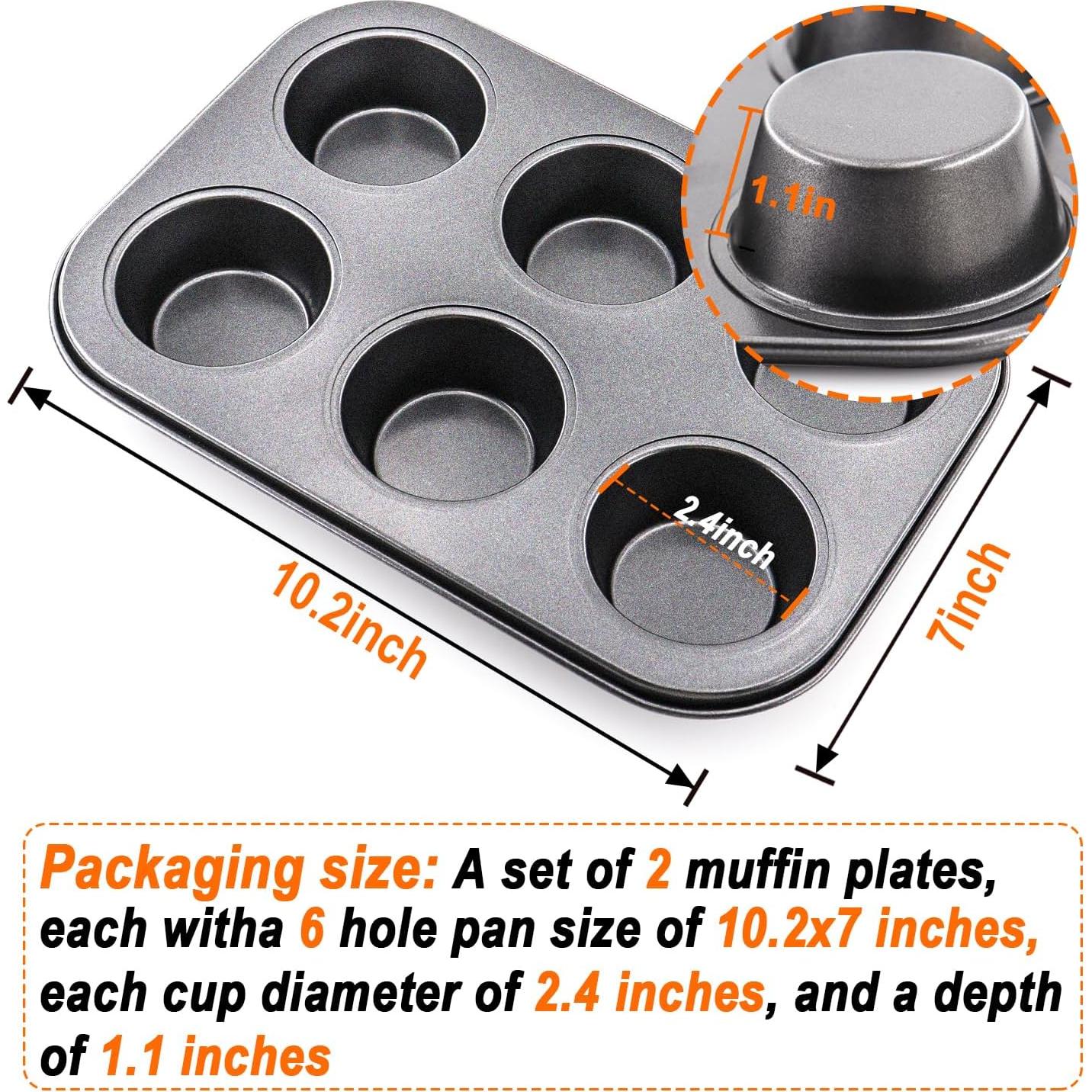 Molde Redondo para Muffins DRAONGYE 6 Tazas 2 Piezas Acero