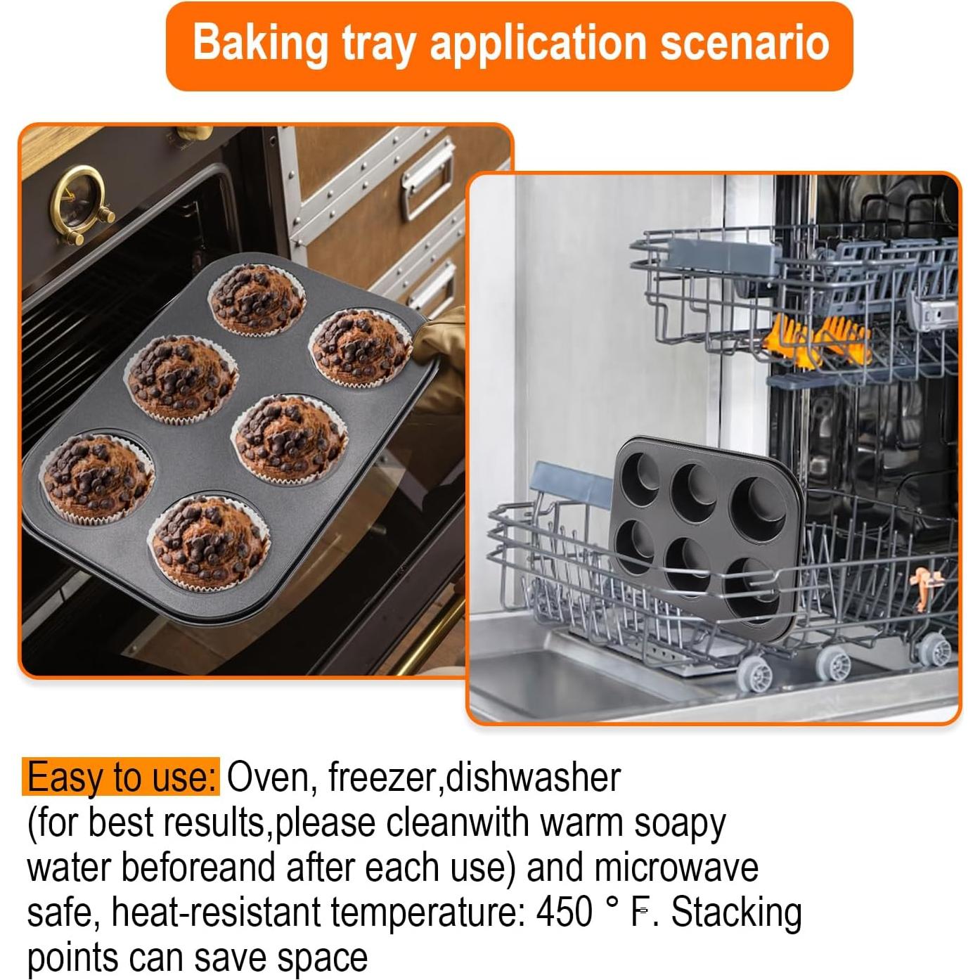 Molde Redondo para Muffins DRAONGYE 6 Tazas 2 Piezas Acero