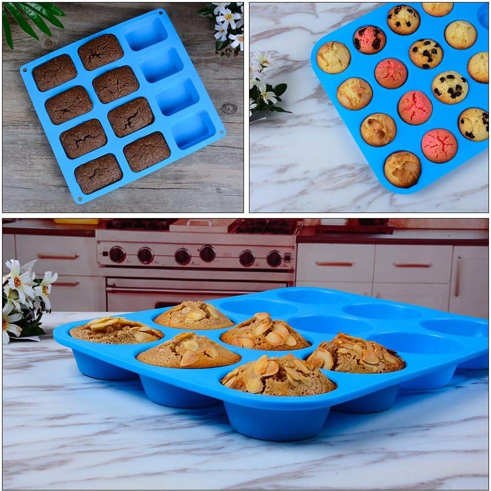 Molde de Silicona para Muffin CAKETIME - 3 Piezas 12 y 24 Tazas