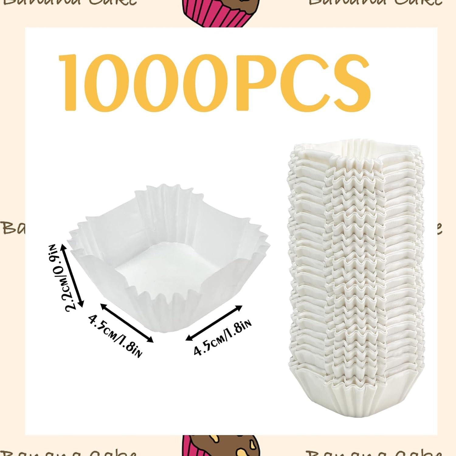 1000 Forros de Cupcake Cuadrados Desechables YEXEXINM Blancos