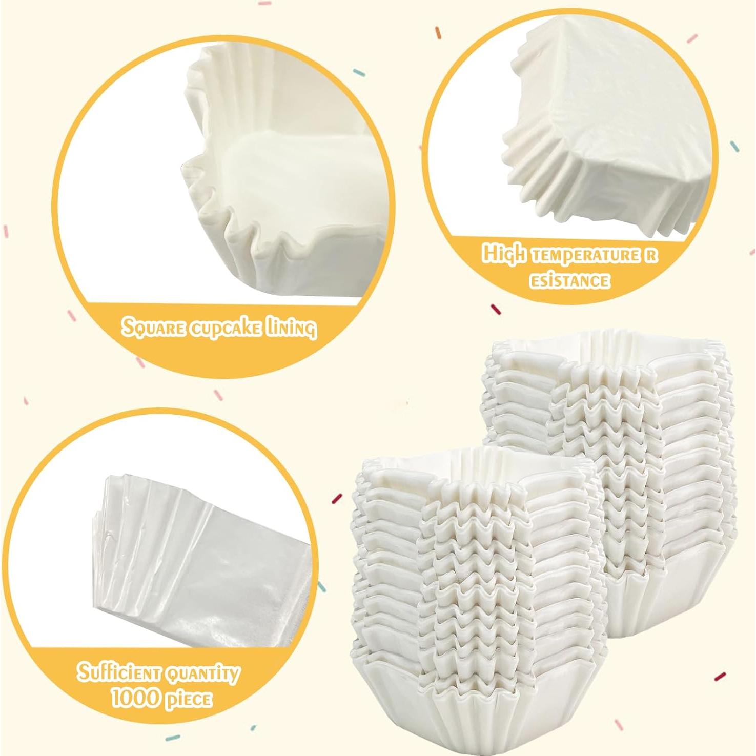 1000 Forros de Cupcake Cuadrados Desechables YEXEXINM Blancos