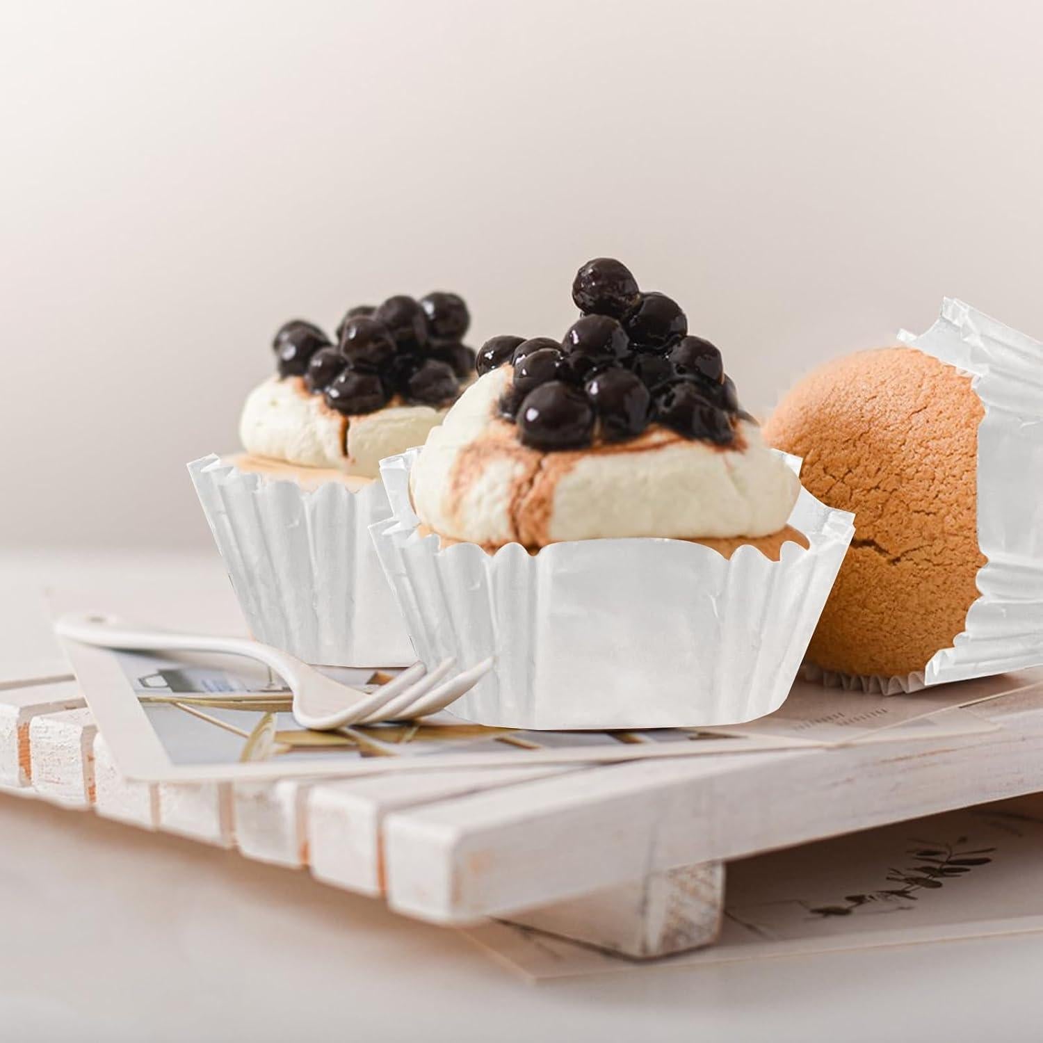 1000 Forros de Cupcake Cuadrados Desechables YEXEXINM Blancos