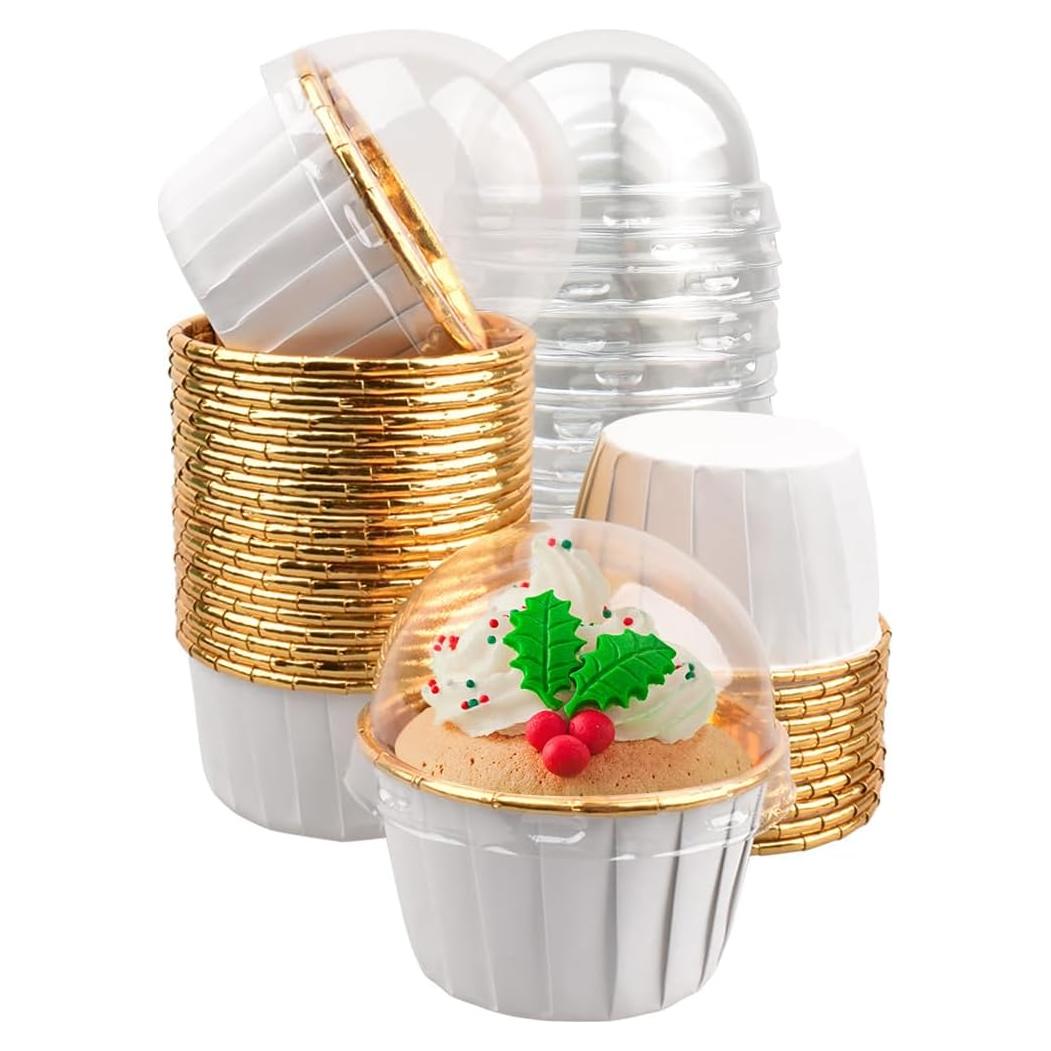 Paquete de 50 forros de aluminio Miliocry para cupcakes 3.5 oz