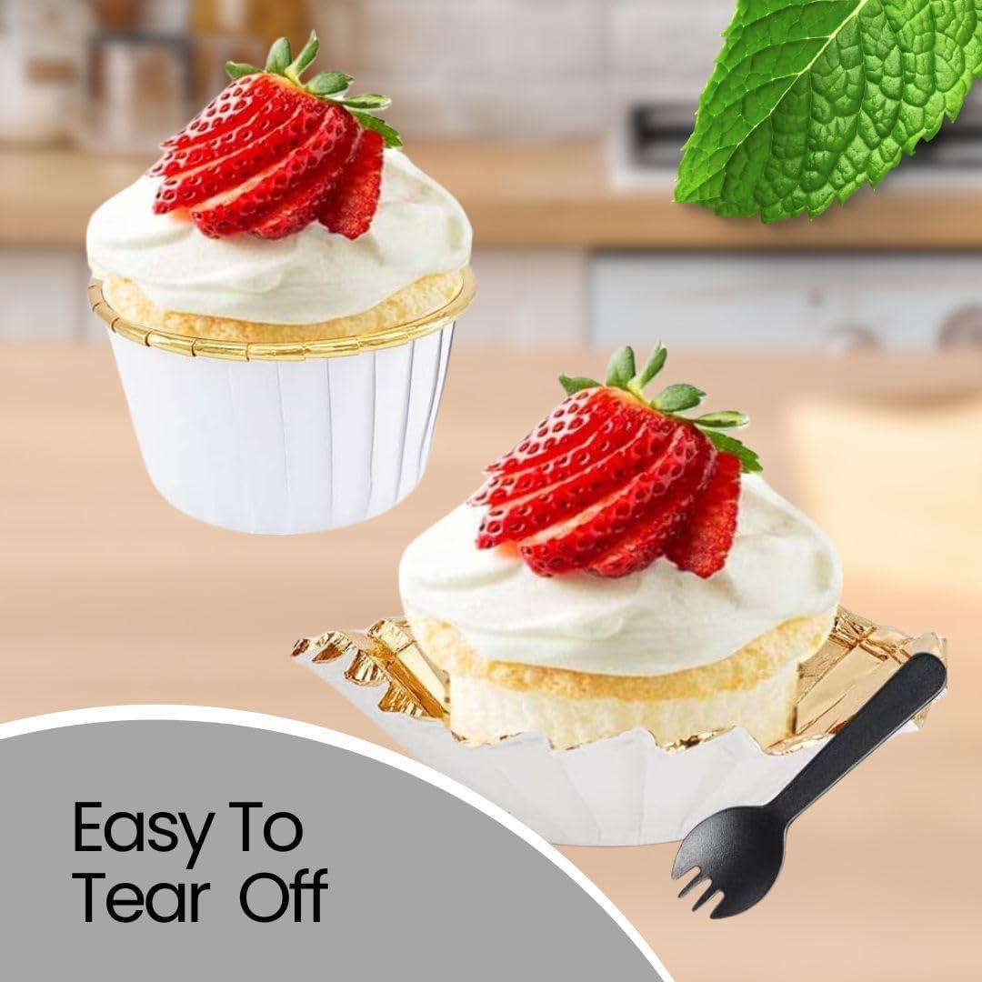 Paquete de 50 forros de aluminio Miliocry para cupcakes 3.5 oz