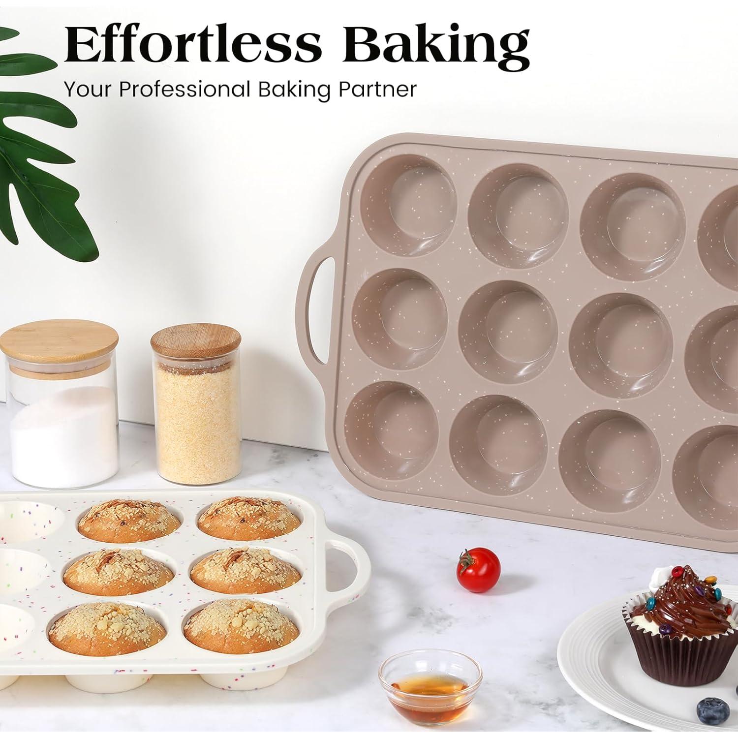 Molde para Muffins de Silicona Vinino 2Pack 12 Tazas Antiadherente