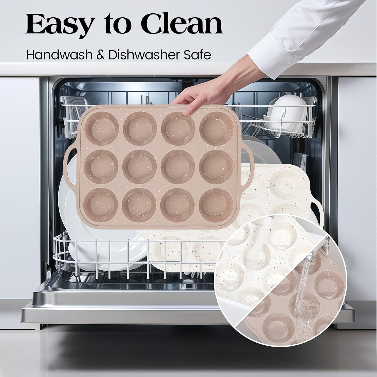 Molde para Muffins de Silicona Vinino 2Pack 12 Tazas Antiadherente