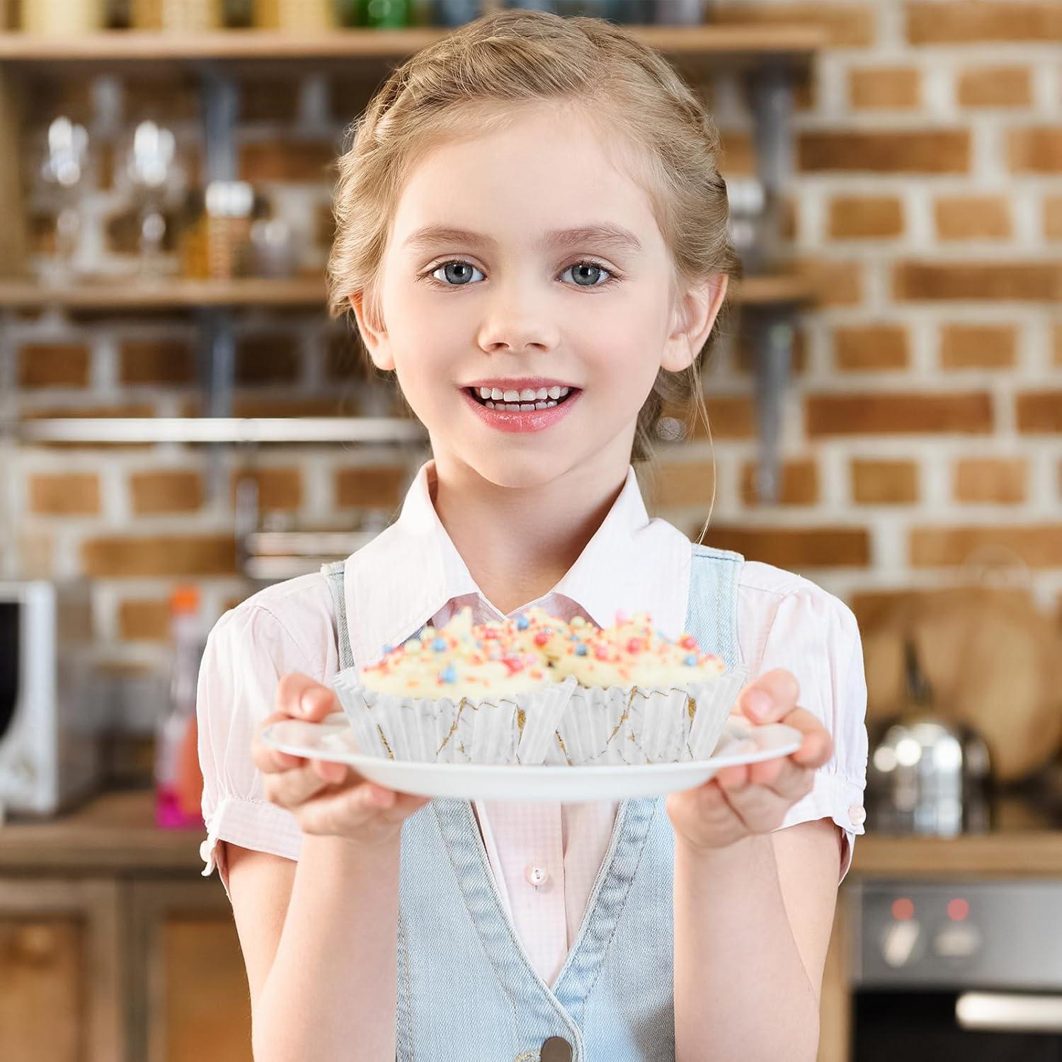 600 Forros de Cupcake Desechables Mármol Blanco y Dorado 5x3cm