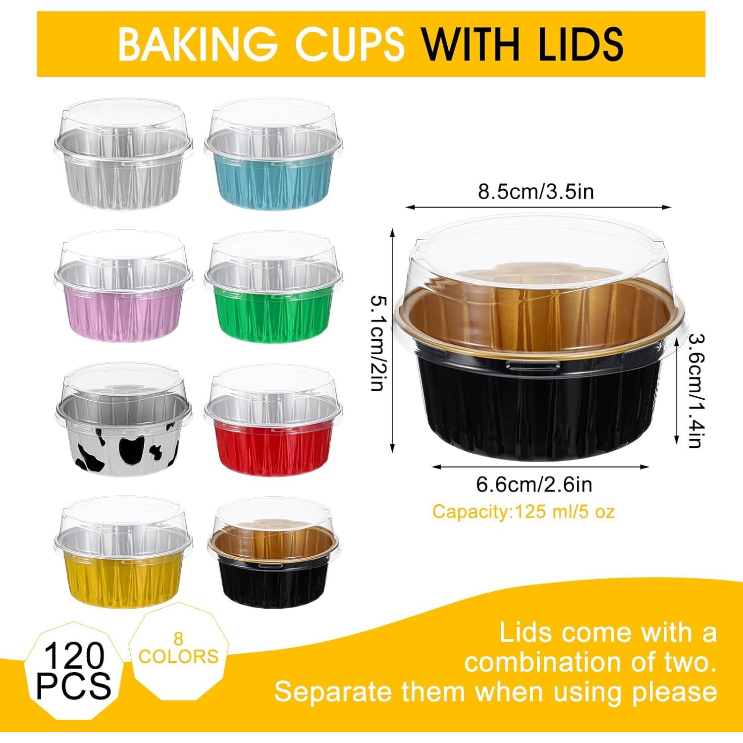 120 Moldes de Hornear de Aluminio 150 ml Wutfuooo - 8 Colores