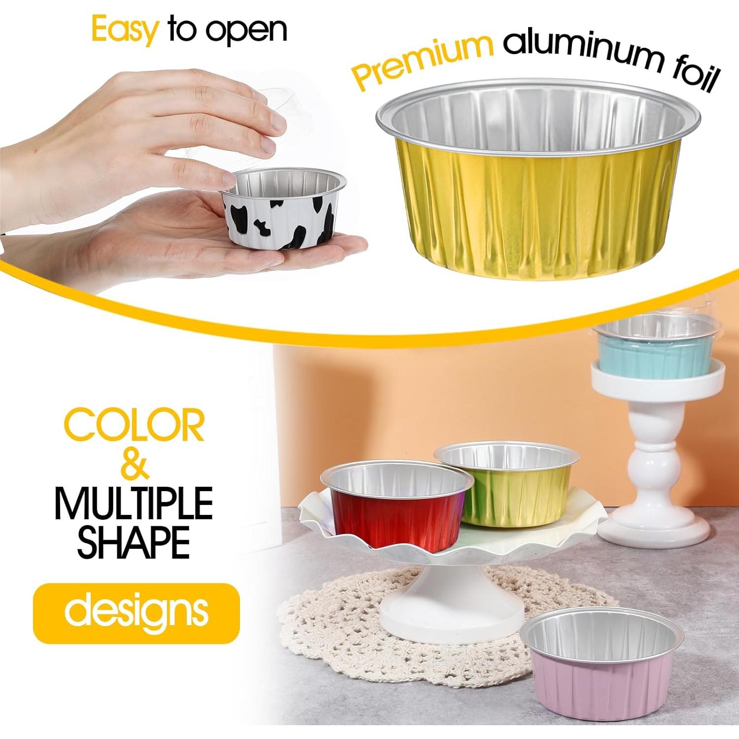 120 Moldes de Hornear de Aluminio 150 ml Wutfuooo - 8 Colores