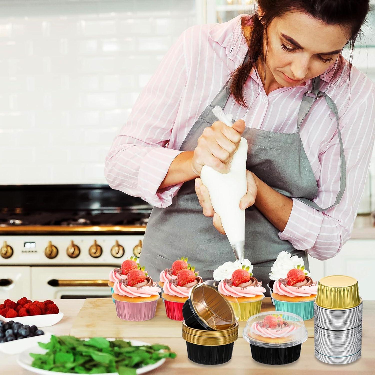 120 Moldes de Hornear de Aluminio 150 ml Wutfuooo - 8 Colores