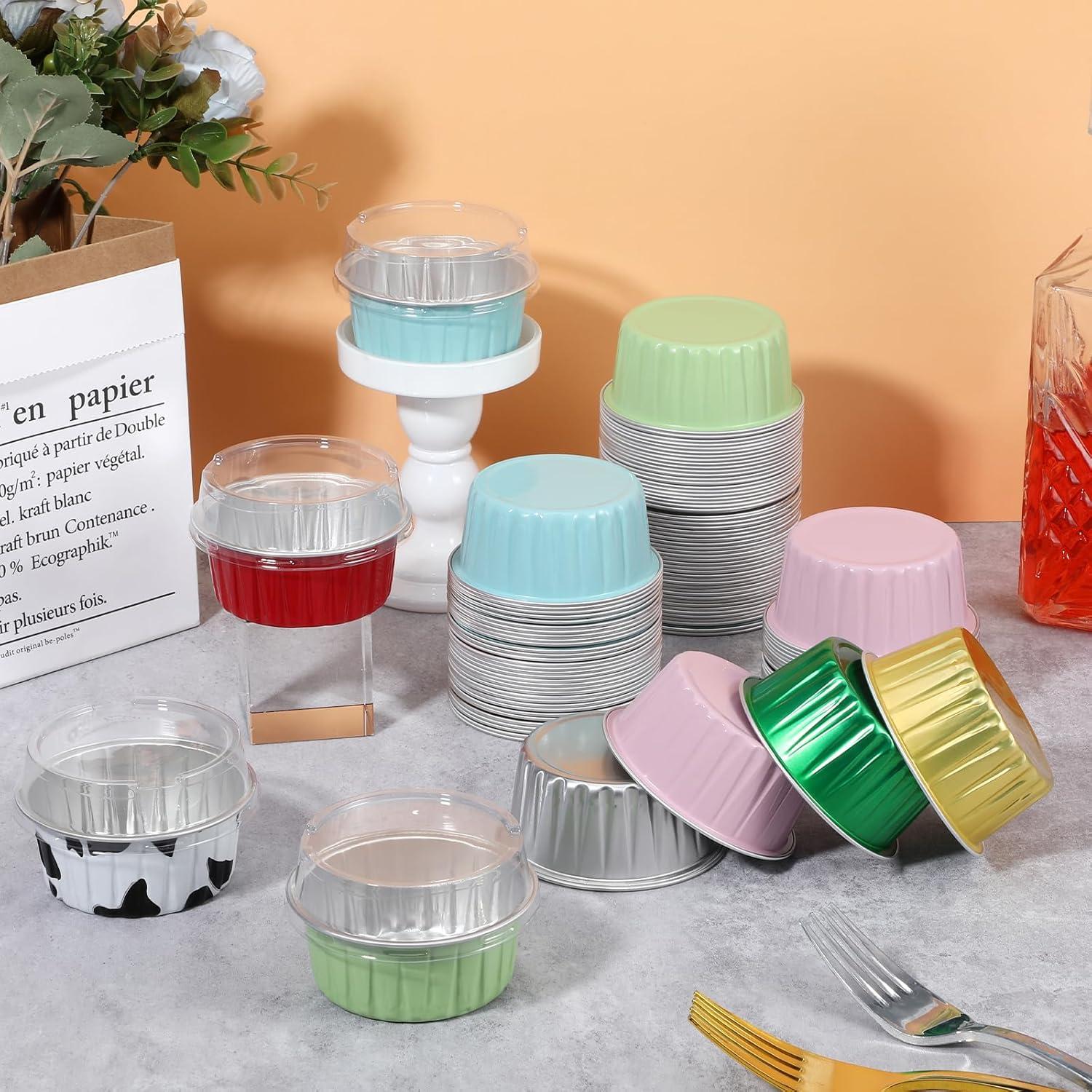 120 Moldes de Hornear de Aluminio 150 ml Wutfuooo - 8 Colores