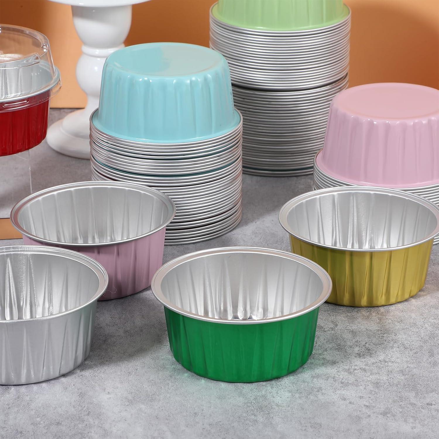 120 Moldes de Hornear de Aluminio 150 ml Wutfuooo - 8 Colores