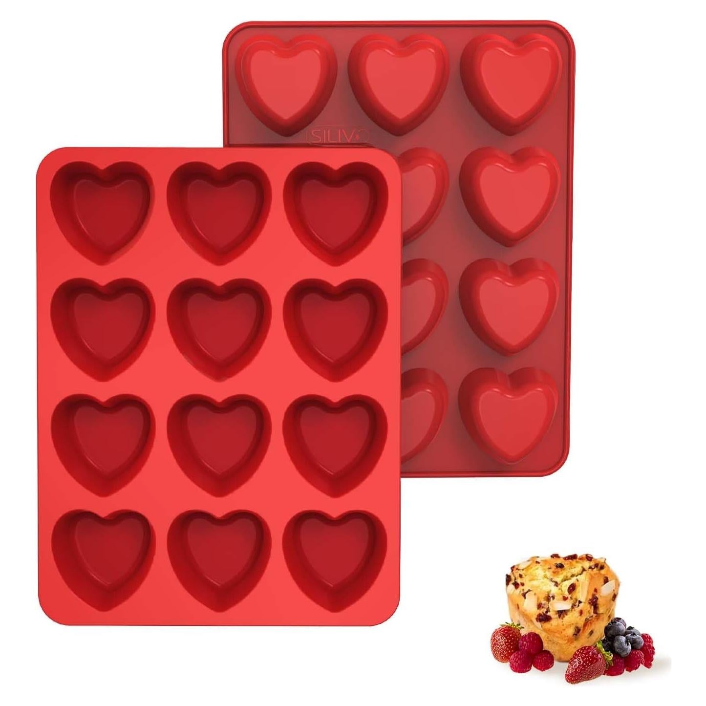 Molde de Silicona Antiadherente Corazón SILIVO 12 Tazas