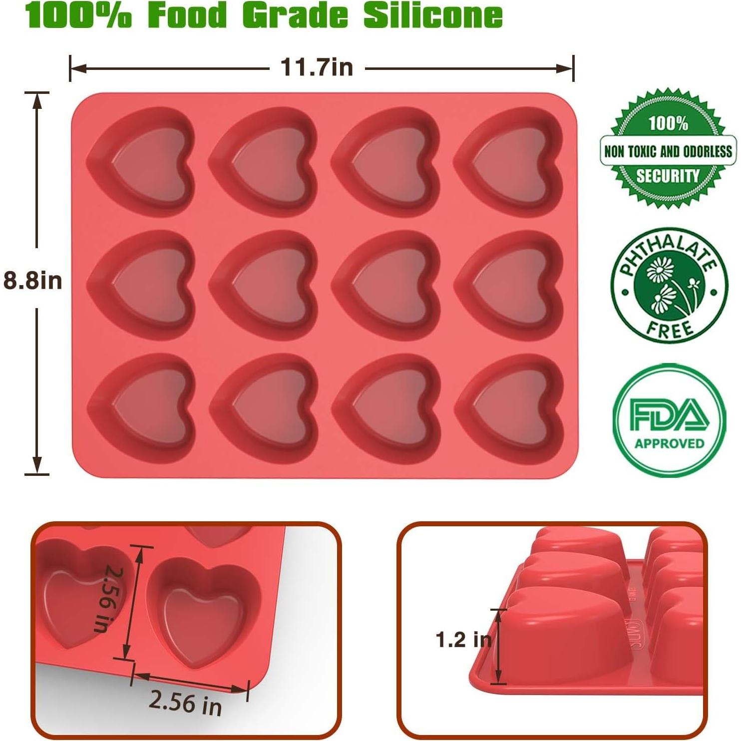 Molde de Silicona Antiadherente Corazón SILIVO 12 Tazas