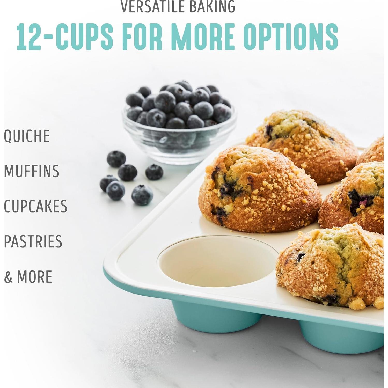 Molde para Muffins GreenLife 12 Tazas Antiadherente Cerámica