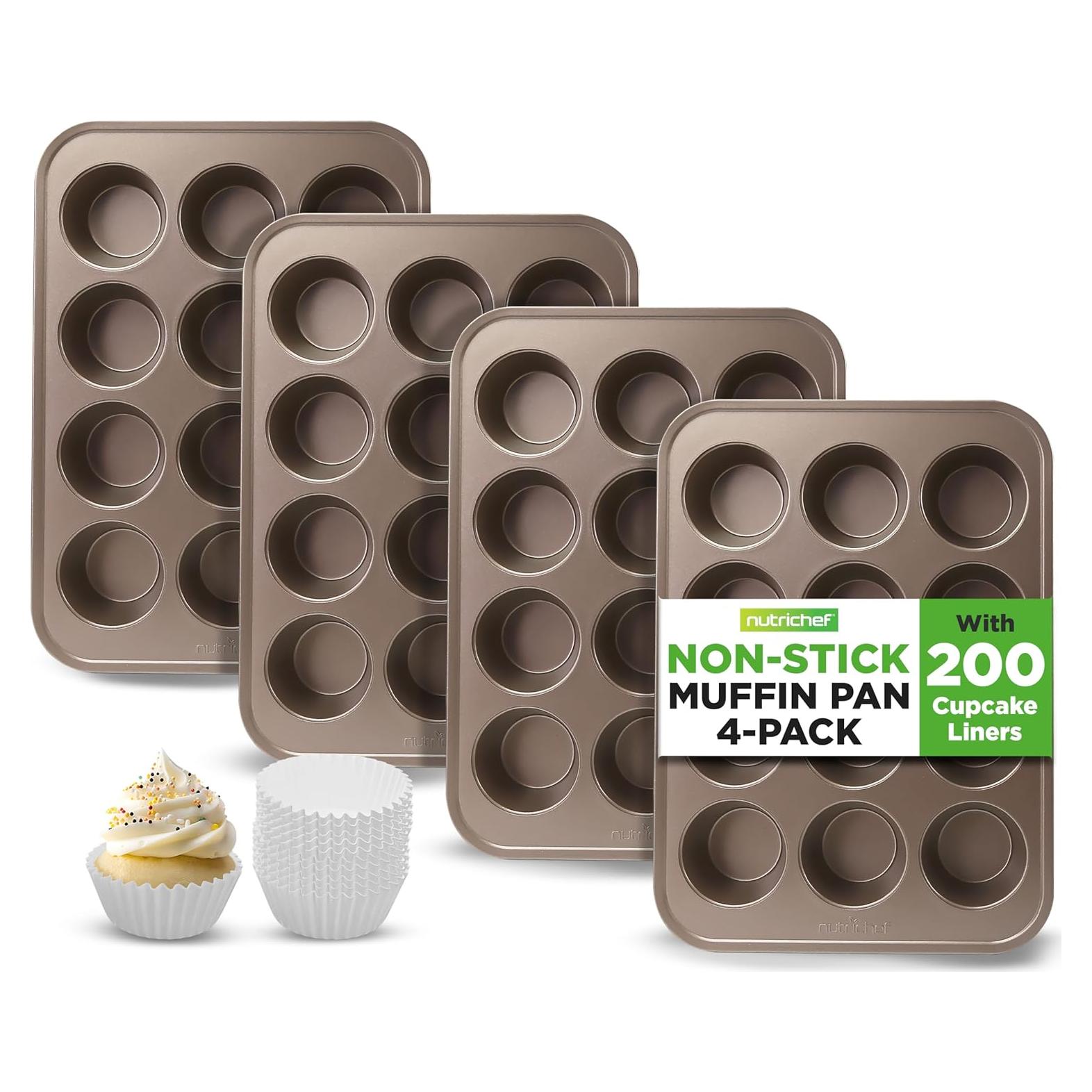 Moldes para Muffin NutriChef 4 Piezas Antiadherentes 12 Cavidades