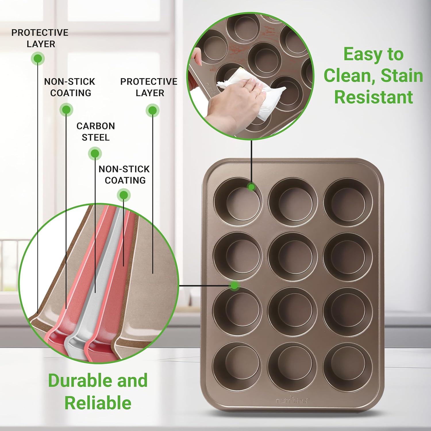 Moldes para Muffin NutriChef 4 Piezas Antiadherentes 12 Cavidades