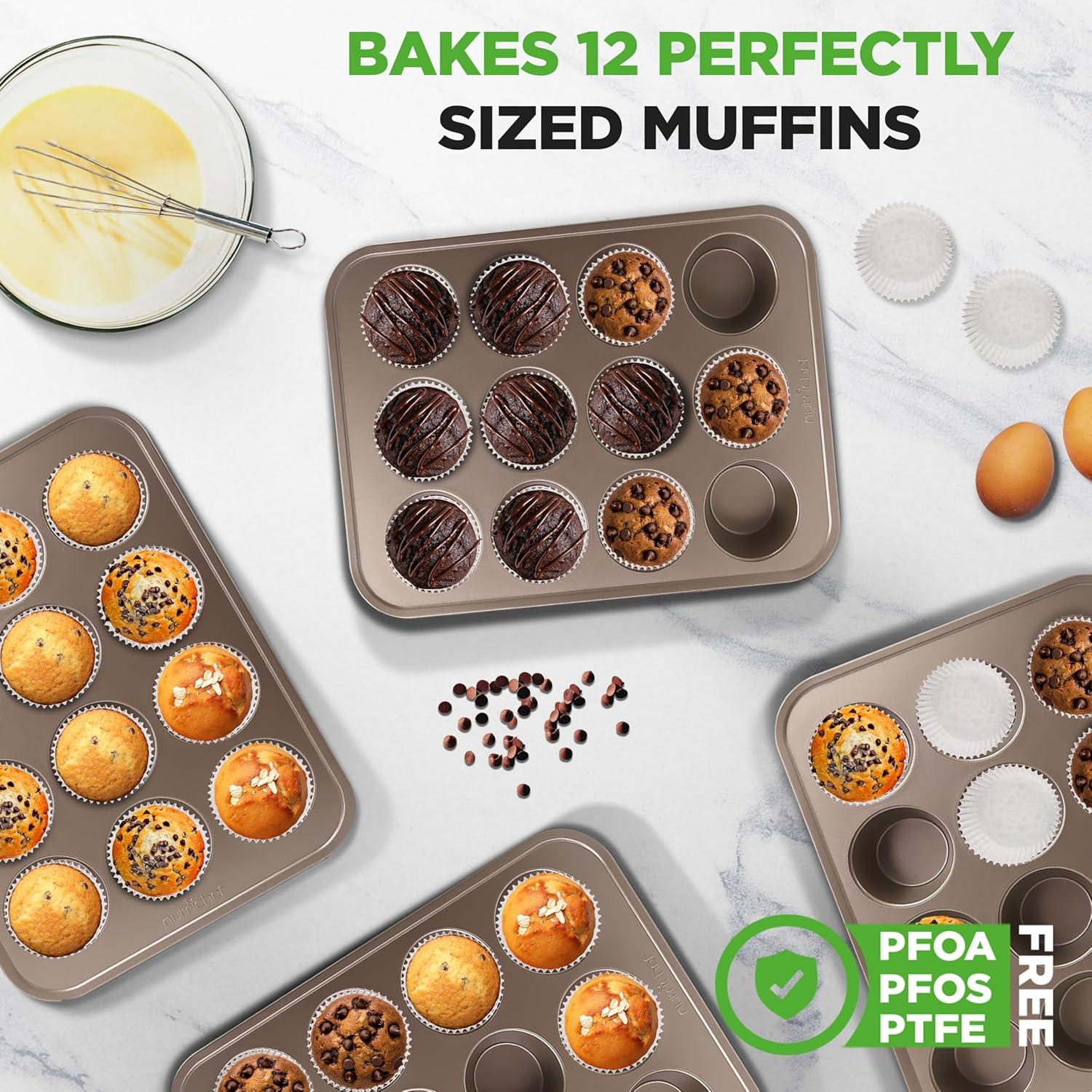 Moldes para Muffin NutriChef 4 Piezas Antiadherentes 12 Cavidades