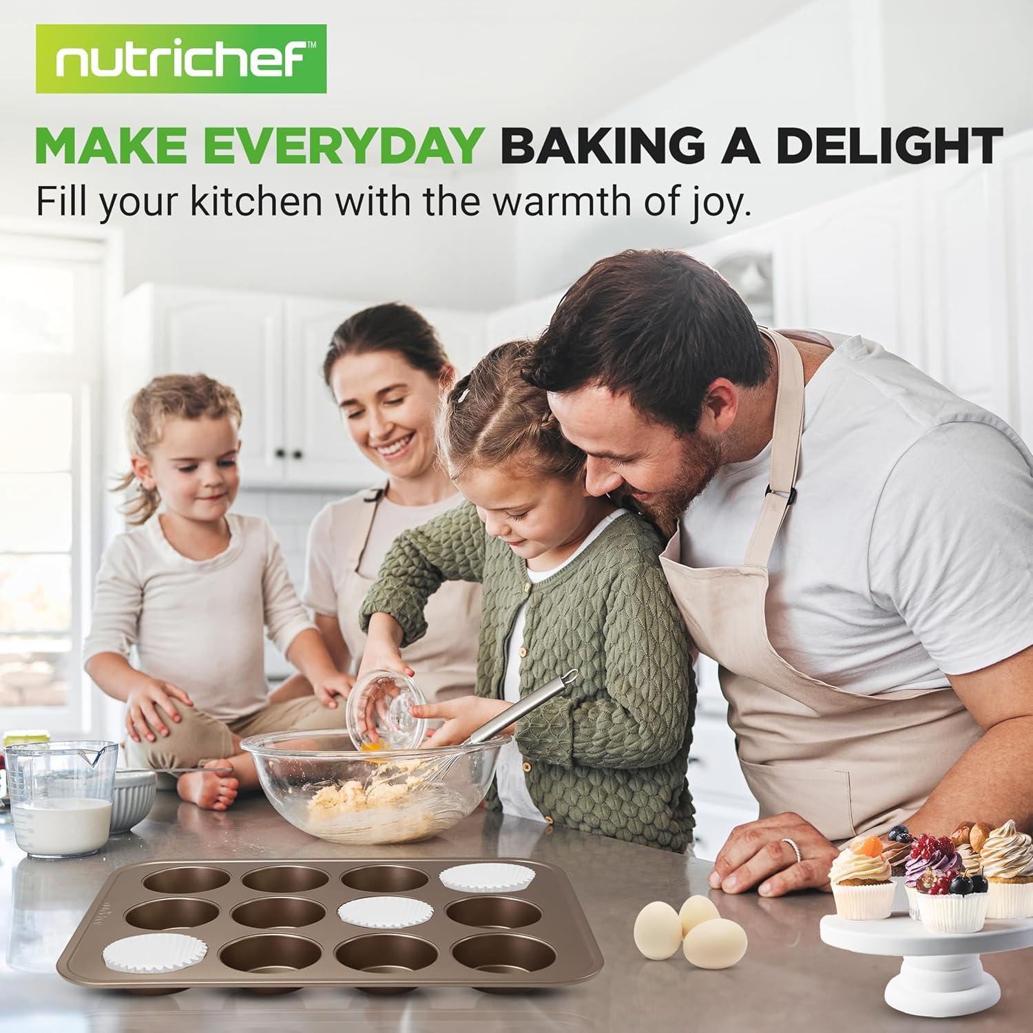 Moldes para Muffin NutriChef 4 Piezas Antiadherentes 12 Cavidades