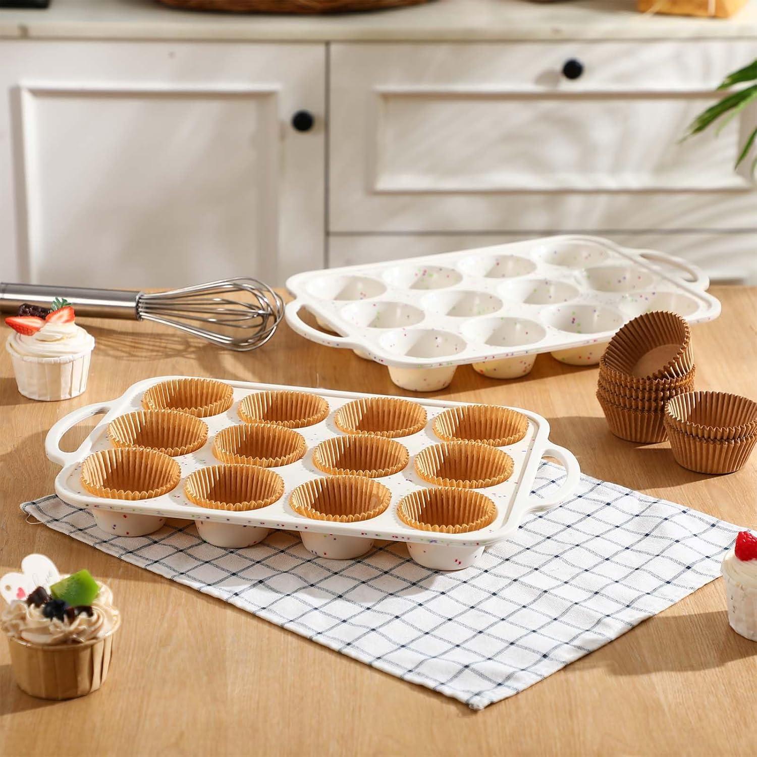 2 Moldes de Silicona SiliFine para Muffins con 200 Forros