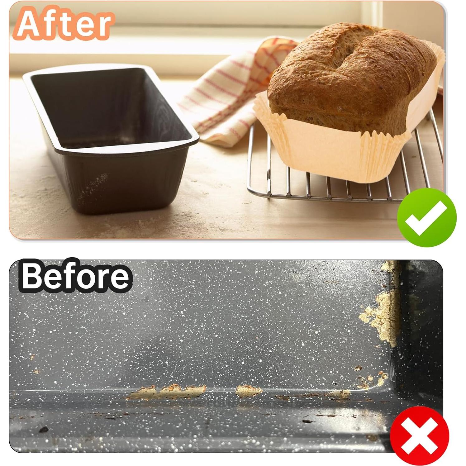 100 Forros de Molde para Pan Eiszhjk 23x13 cm Antiadherente