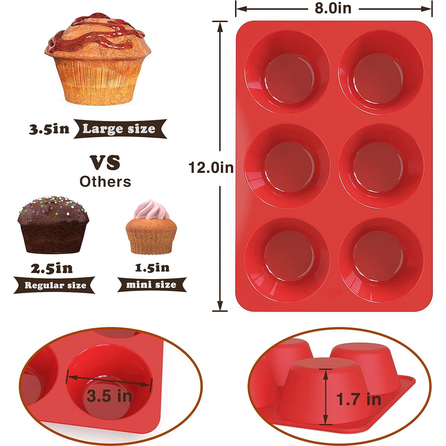 Molde para Muffin Jumbo SILIVO - 2 Paquetes de 6 Tazas Antiadherente