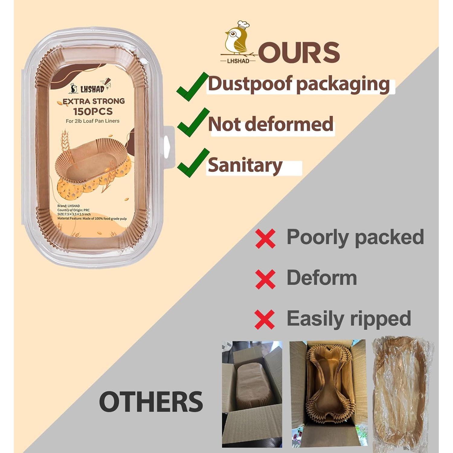 Forros para Pan de Molde LHSHAD 9x5 cm 150pcs Antiadherente