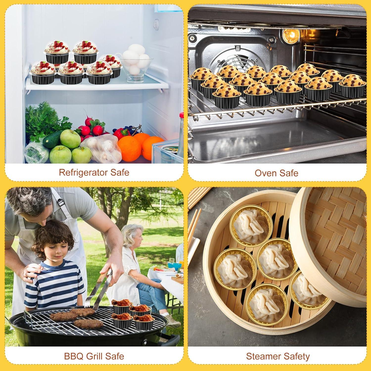 200 Forros para Cupcakes Gandeer 125 ml Aluminio Negro Oro