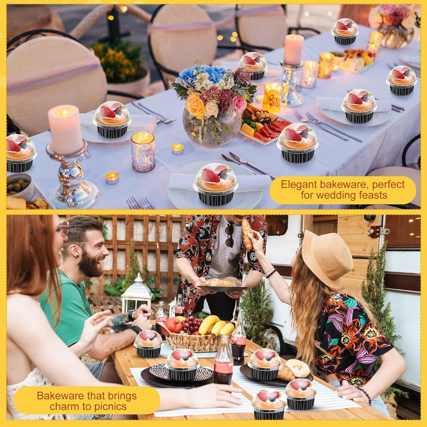 200 Forros para Cupcakes Gandeer 125 ml Aluminio Negro Oro